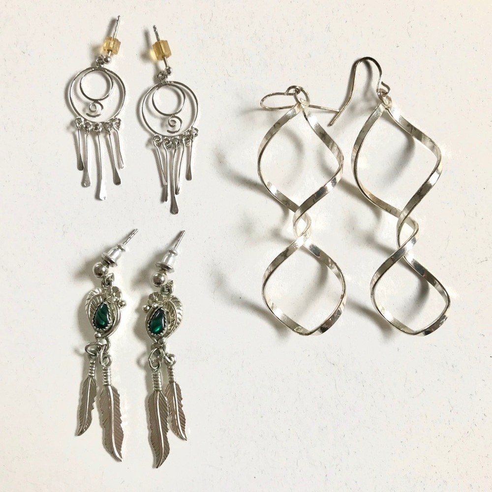 Silver Bohemian Earrings Bundle - 3 Pair